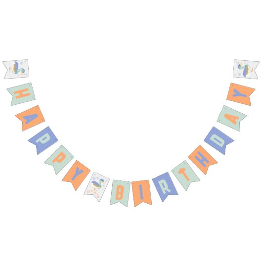 ワンラッキーダック&バブルファースト誕生日パステル バンティングフラッグ (全)