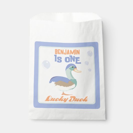 ワンラッキーダック&バブルファースト誕生日パステル フェイバーバッグ (正面)