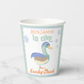 ワンラッキーダック&バブルファースト誕生日パステル 紙コップ (裏面)