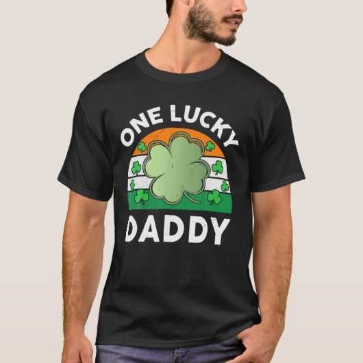 ワンラッキーダディおもしろいSt patricks day衣装アイルランド Tシャツ (正面)