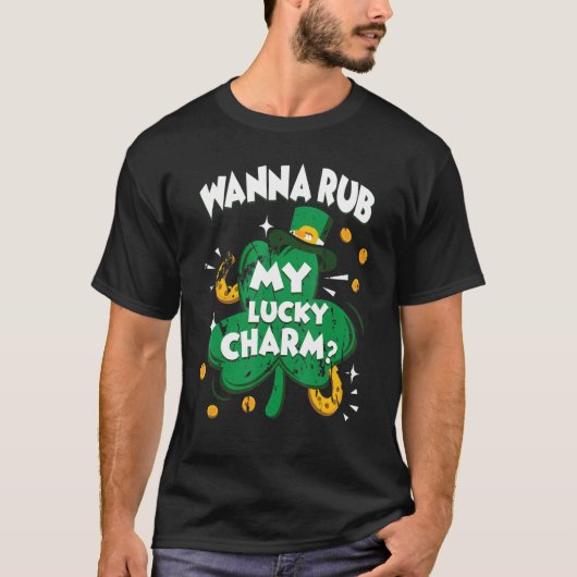 ワンラッキーチャームSt patricks dayアイリッシュアドゥ Tシャツ (正面)