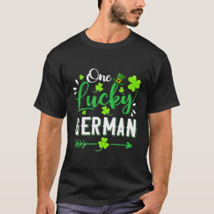 ワンラッキードイツのシャムロックレプレシャンハットセントパトリック Tシャツ
