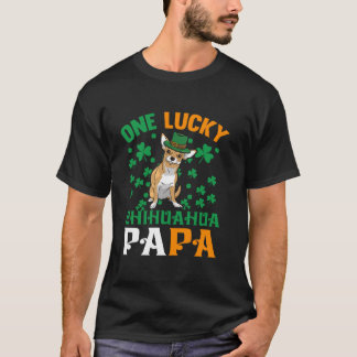 ワンラッキードッグパパレッドチワワパパSt patricksD Tシャツ