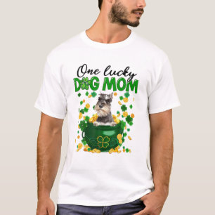ワンラッキードッグママおもしろいシュナウザーママSt patricks Tシャツ