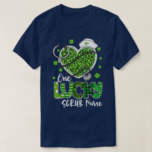 ワンラッキーナーススクラブRN ICU ERSt patricks dayニュー Tシャツ (デザイン正面)