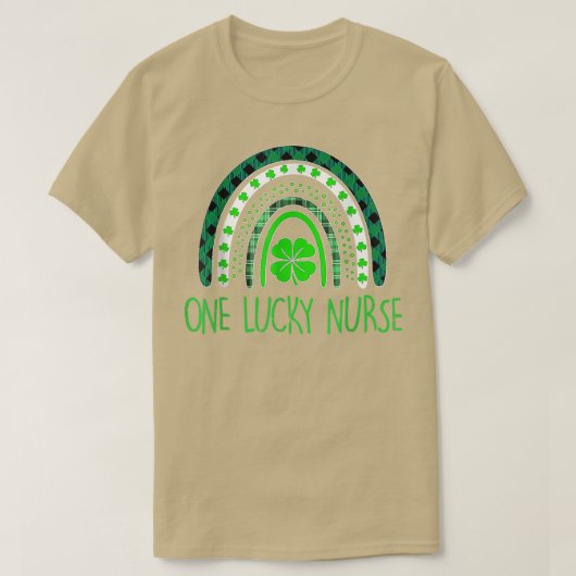 ワンラッキーナースレインボーシャムロックSt patricks dayR Tシャツ (デザイン正面)