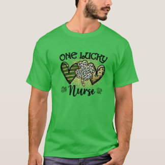 ワンラッキーナースSt patricks dayヒョウShamrock N Tシャツ