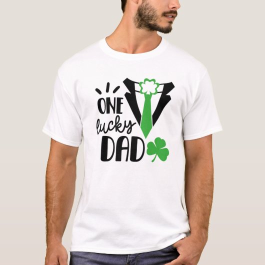 ワンラッキーパパグリーンSt patricks dayメンズウィメンズキッド Tシャツ (正面)