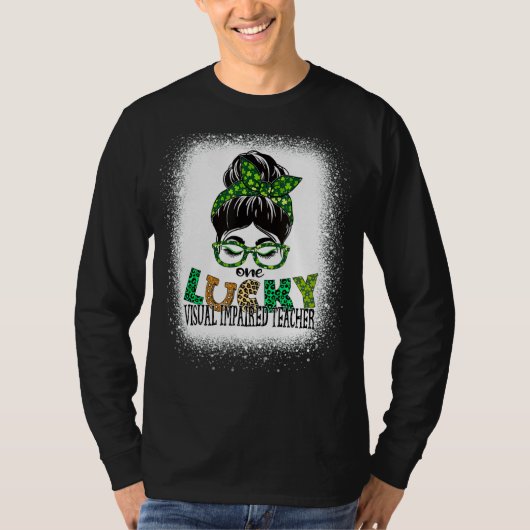ワンラッキービジュアル障害先生漂白サンパー Tシャツ (正面)