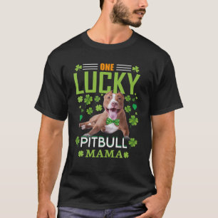 ワンラッキーピットブルママおもしろい犬セントパトリックデイ Tシャツ