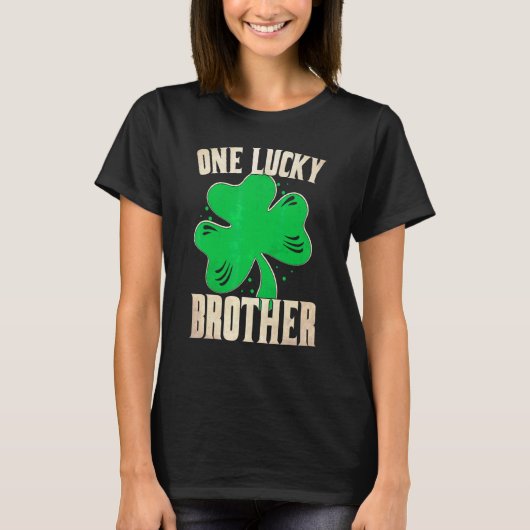 ワンラッキーブラザーおもしろいSaint patricks day Tシャツ (正面)