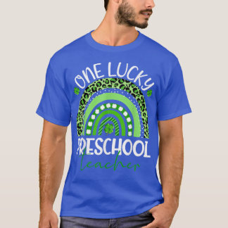 ワンラッキープリスクール先生レオパーレインボーセントパット Tシャツ