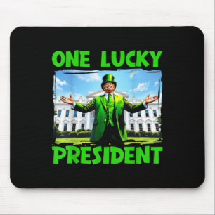 ワンラッキープレジデントトランプSt patricks dayアイリッシュシー マウスパッド