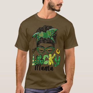 ワンラッキーマサンパトリックの日メッシーバンヒョウ Tシャツ
