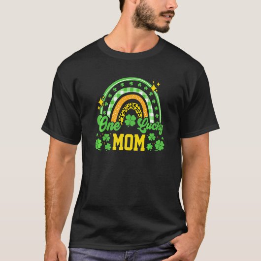 ワンラッキーマヒョウ印刷レインボー Tシャツ (正面)