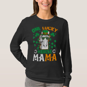 ワンラッキーママ乗馬おもしろいママSt patricks Tシャツ