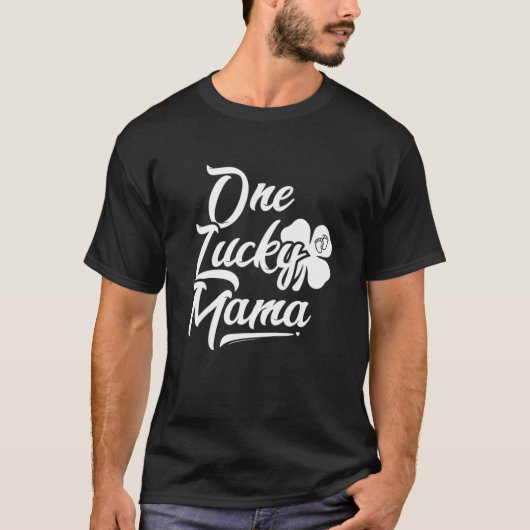 ワンラッキーママ女性かわいい妊娠St patricksダ Tシャツ (正面)