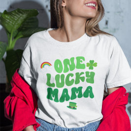 ワンラッキーママ聖パトリックの日シャムロックの女性 Tシャツ