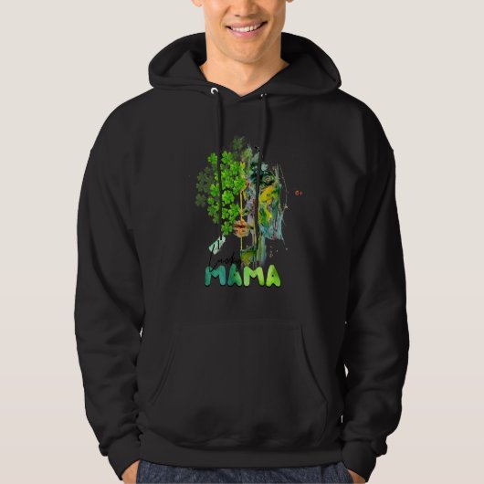 ワンラッキーママSt patricks dayマザーシャムロックWh パーカ (正面)