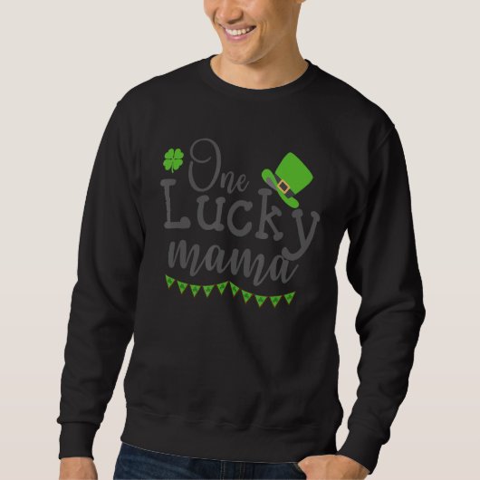 ワンラッキーママSt patricks day女性母Sh スウェットシャツ (正面)