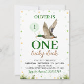 ワンラッキーマラードアヒル誕生日招待状 招待状 (正面)