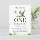 ワンラッキーマラードアヒル誕生日招待状 招待状 (スタンド正面)