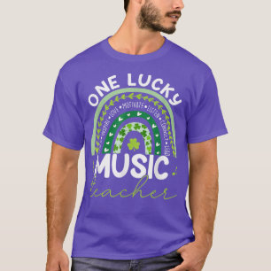 ワンラッキーミュージック先生レインボーSt patricks dayテ Tシャツ