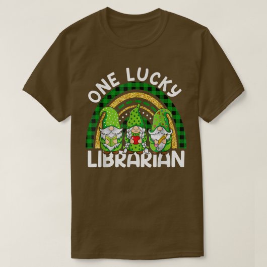 ワンラッキーライブラリアン格言St patricksレインボー714 Tシャツ (デザイン正面)
