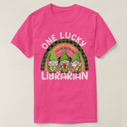 ワンラッキーライブラリアン格言St patricksレインボーT-S Tシャツ (デザイン正面)