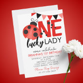 ワンラッキーレディーウォーター色ラディバグ1st誕生日 招待状
