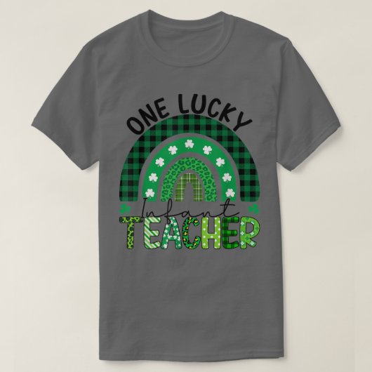 ワンラッキー乳児先生レインボーSt patricks dayS Tシャツ (デザイン正面)