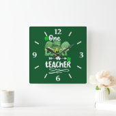 ワンラッキー先生と格言 スクエア壁時計 (ホーム)