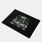 ワンラッキー先生グリーンクローバーSt patricks dayバフ ドアマット (アングル)