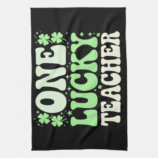 ワンラッキー先生グルーヴィレトロ先生St patricks キッチンタオル (縦)