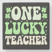 ワンラッキー先生グルーヴィレトロ先生St patricks ストーンコースター (正面)