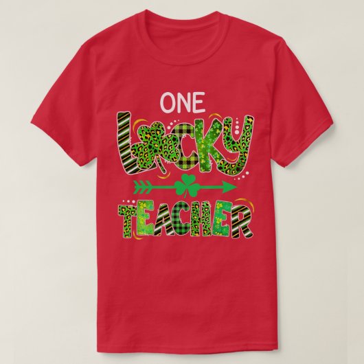 ワンラッキー先生シャムロックヒョウ Tシャツ (デザイン正面)