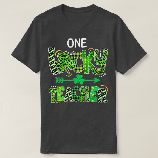 ワンラッキー先生シャムロックヒョウ Tシャツ (デザイン正面)