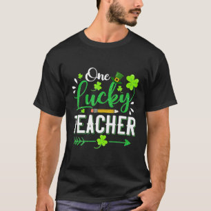 ワンラッキー先生ペンシルシャーロックリーフクローバーパター Tシャツ