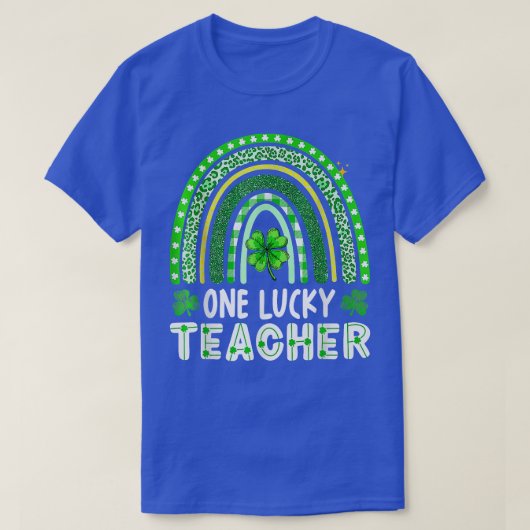ワンラッキー先生レインボーハッピーSt patricks day764 Tシャツ (デザイン正面)