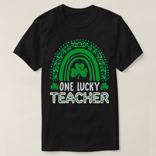 ワンラッキー先生レインボーSt patricks day Tシャツ (デザイン正面)