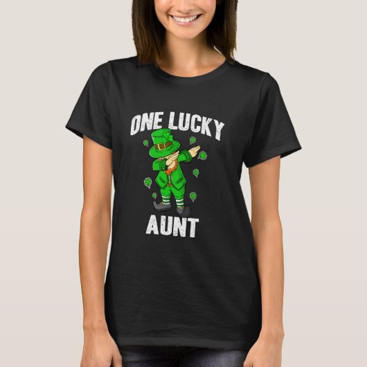 ワンラッキー叔母St patricks dayダビングレプラーヘン Tシャツ (正面)