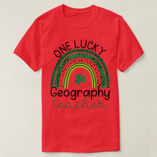 ワンラッキー地理先生St patricks dayシャーマー Tシャツ (デザイン正面)