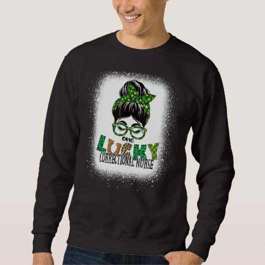 ワンラッキー矯正ナース漂白St patricks スウェットシャツ (正面)