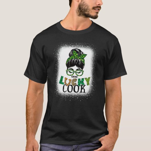 ワンラッキー調理師漂白メッシーバンSt patricks day Tシャツ (正面)