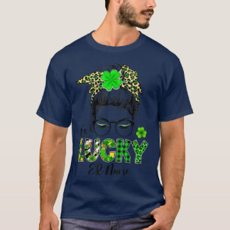ワンラッキーERナースメッシーブンシャムロックスセントパトリック Tシャツ