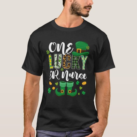 ワンラッキーERナースSt patricks dayラブ Tシャツ (正面)