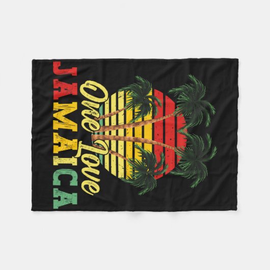 ワンラブジャマイカサマーファミリーバケーションジャマイカR フリースブランケット (正面(横))