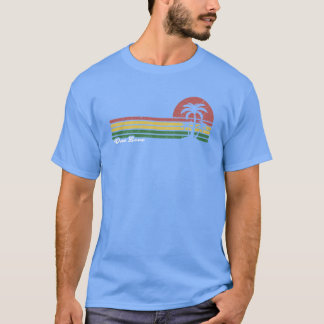 ワンラブビーチストライプヤシの木少年おもしろTシャツ Tシャツ