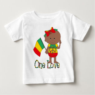 ワンラブラスタベビーアフリカ系アメリカ人 ベビーTシャツ