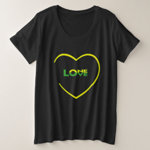 ワンラブワンハートジャマイカ国旗の色フロントバック プラスサイズTシャツ